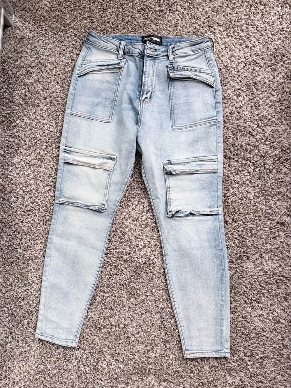 Fashion Nova Light Blue Cargo Skinny Jeans